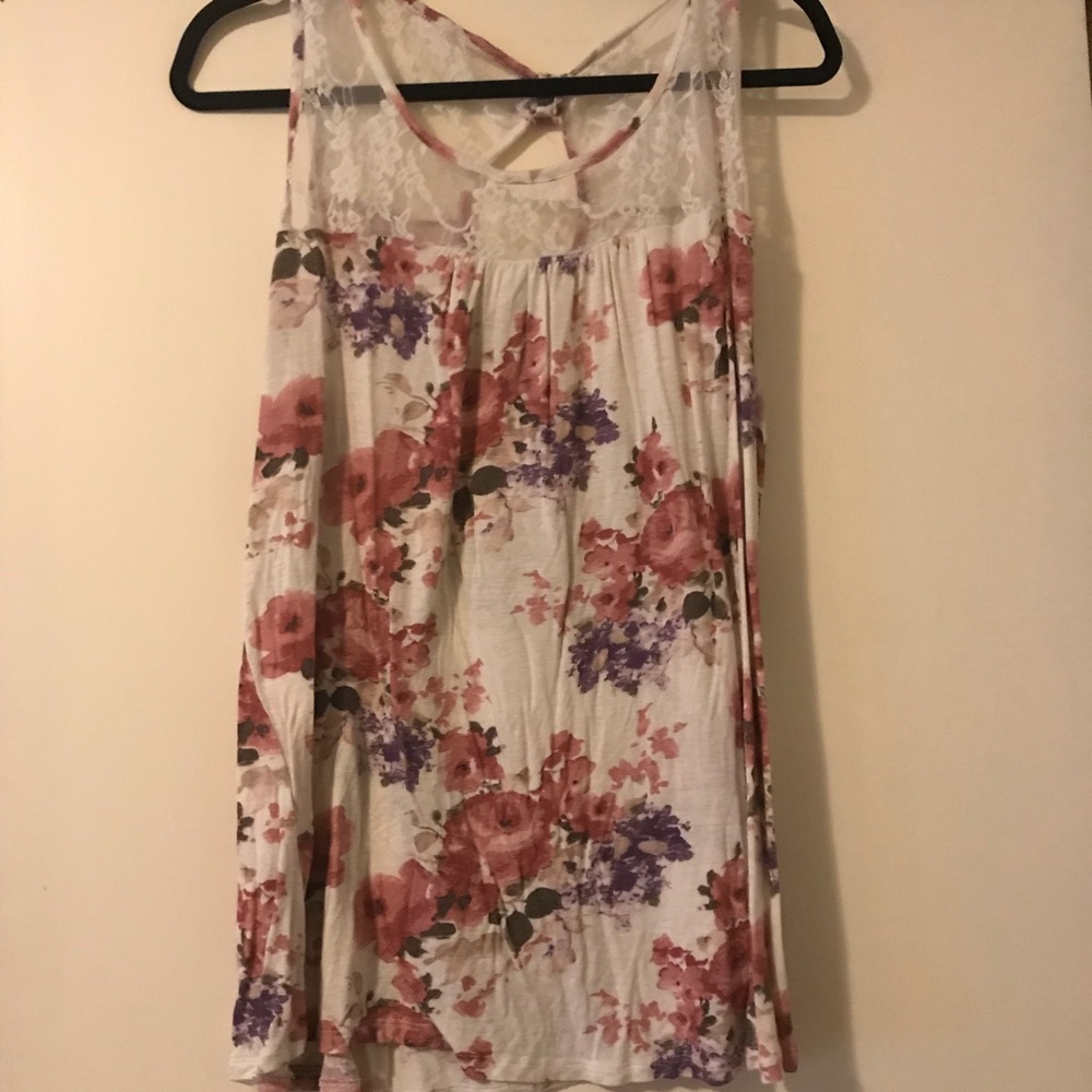 Floral & Lace Flowy Tank